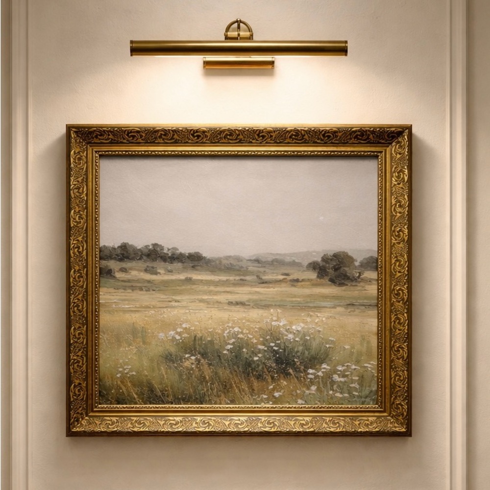 16x16 “In the Valley”Framed Landscape Paint and embellish with Gold Ornate Frame